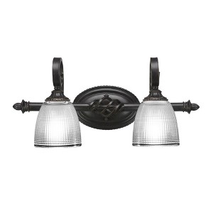 Toltec Lighting Elegante 2 - Light Vanity in  Dark Granite with 5" Clear Ribbed Shade - 1 of 1