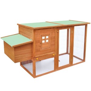 vidaXL Chicken Coop Brown Solid pine wood with painted finish Medium - Brass - 1 of 4