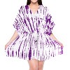 HAPPY BAY Women's House Daily Routine Evening Wear Holiday Casual Loungewear Oversize Caftan Knee Length Housecoat 2X-3X Purple, Tie Dye Design - 3 of 4