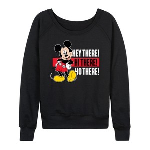 Women's - Disney - Hey There! Hi There! Lightweight French Terry Wide Neck Long Sleeve Shirt - 1 of 4
