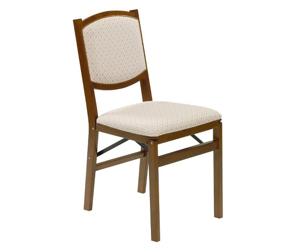 Set of 2 Contemporary Upholstered Back Folding Chair Fruitwood Brown - Stakmore