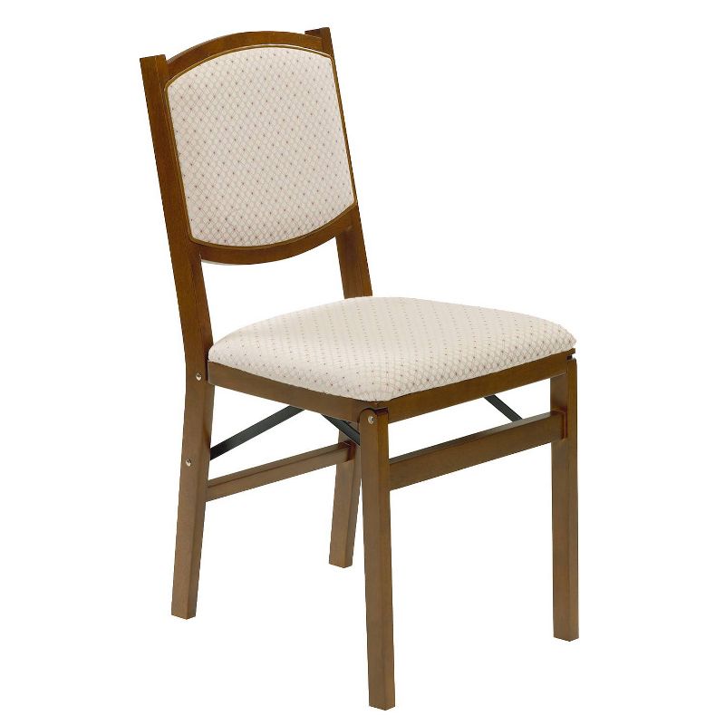 Set of 2 Contemporary Upholstered Back Folding Chair Fruitwood Brown - Stakmore, 1 of 7