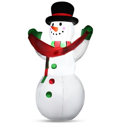 Tangkula 6FT Christmas Inflatable Smiling Snowman with Internal LED Lights