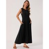 INSPIRE CHIC Women's Sleeveless Button Fit Flare A-Line Flowy Casual Long Dress - 3 of 4