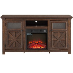 Vynxaria 60" Espresso Farmhouse TV Center with Fireplace and Versatile Storage - 1 of 4