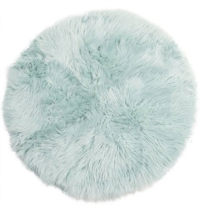 3' Round Other Fibers Accent Rug Blue - Super Area Rugs