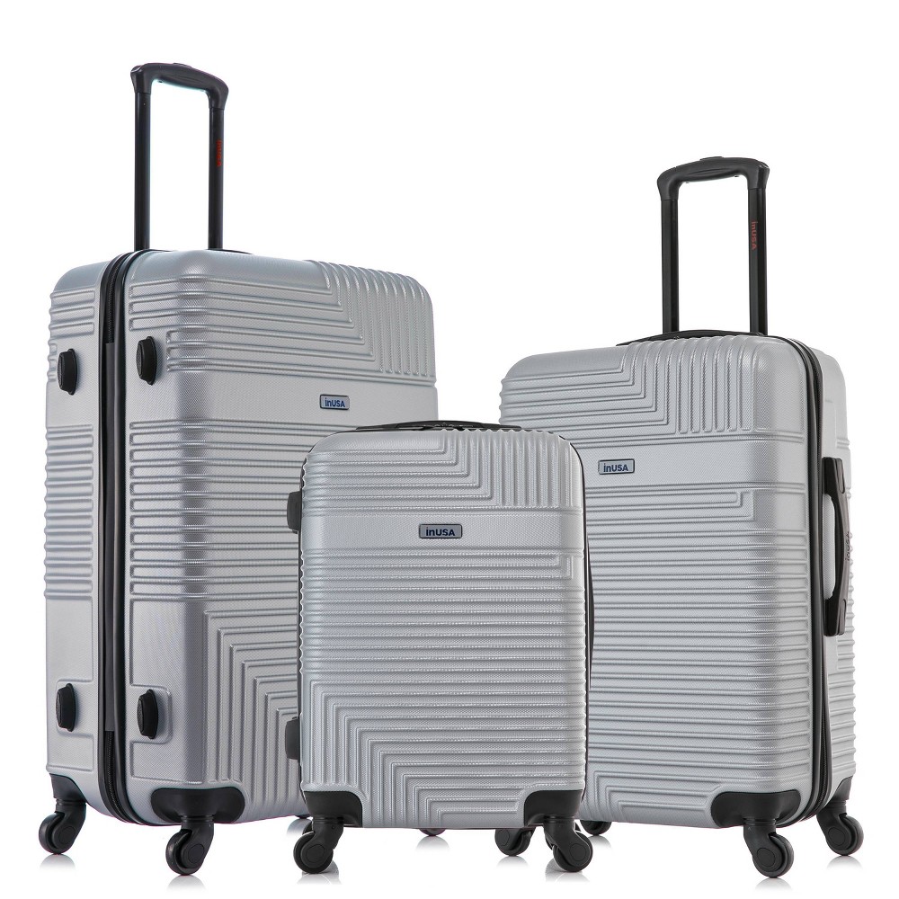Photos - Luggage InUSA Resilience Lightweight Hardside Checked Spinner  Set 3pc - Si 