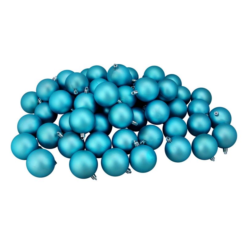 Northlight 60ct Turquoise Blue Shatterproof Matte Christmas Ball Ornaments 2.5" (60mm), 1 of 4