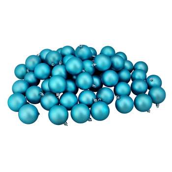 Northlight 60ct Turquoise Blue Shatterproof Matte Christmas Ball Ornaments 2.5" (60mm)