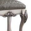 21" Dresden Accent Chair Vintage Bone White PU - Acme Furniture: Elegant Vanity Stool, Armless Leather Upholstery - 3 of 4