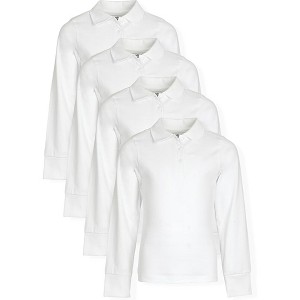 Studio 3 Little/Big Girl's 4-Pack Long Sleeve Soft Jersey Polo Uniform Shirts - 1 of 3