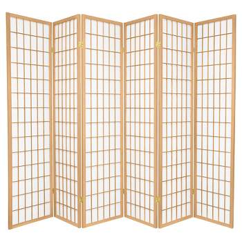 6 ft. Tall Window Pane Shoji Screen - Natural (6 Panels)