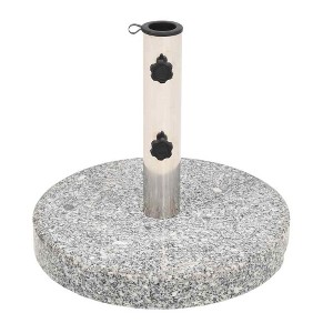 vidaXL 44lb Round Umbrella Base with Handles, Granite Plate, Stainless Steel Pipe, Ø15.7"x14.4" Gray - 1 of 4