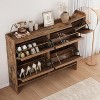 6 Drawer Shoe Cabinet - Wood Organizer w/ Adjustable Shelf for Entryway & Living Room - 3 of 4