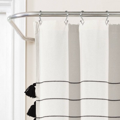 Details about   YoKii Tassel Stall Shower Curtain 36-Inch Black and Cream Striped Boho Single F 