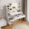 Makeup Vanity Desk with 3 Color LED Mirror, with Soft Cushioned Stool, Modern Dressing Table, with Charging Station, 3 Drawers for Bedroom - 2 of 4