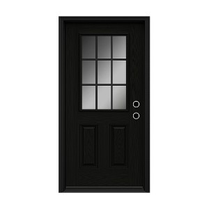 Lirago 36 x 80 Left Hand Inswing Black Fiberglass Front doors with Brickmould 6-9/16" Vinyl Frame Frosted Glass - 1 of 4