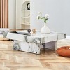 GlasFlength Coffee Tables Modern Marble Look Accent Table Artistic Simple Design For Living Room Lounge Decor, White, 31.4"*31.4"*12" - 2 of 4