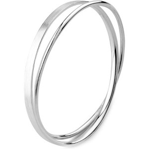 990 Solid Sterling Silver Bangle, Polished & Rough Twisted Design Bracelet for Women, Chunky Statement Jewelry - 1 of 4