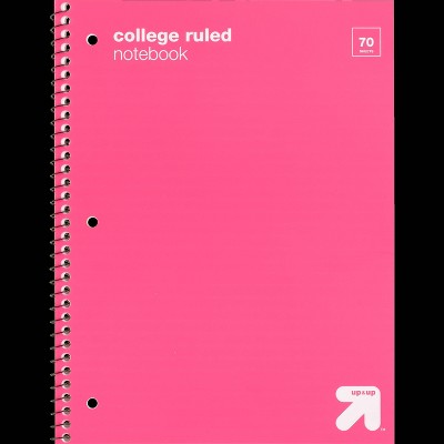 College Ruled Pink 1 Subject Flexible Plastic Cover Spiral Notebook - up & up™