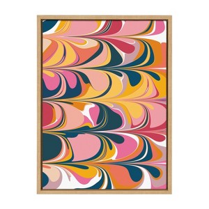 Kate and Laurel Sylvie Colorful Swirls Framed Canvas by Apricot and Birch, 18x24, Natural - 1 of 4