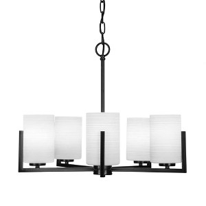 Toltec Lighting Atlas 5 - Light Chandelier in  Matte Black with 4" White Matrix Shade - 1 of 1