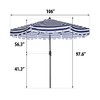 Wellfor 9' Octagon Outdoor Patio Market Umbrella Heathered Navy Blue Striped: UV Coated, Push-Button Lift, Aluminum Frame - 3 of 4