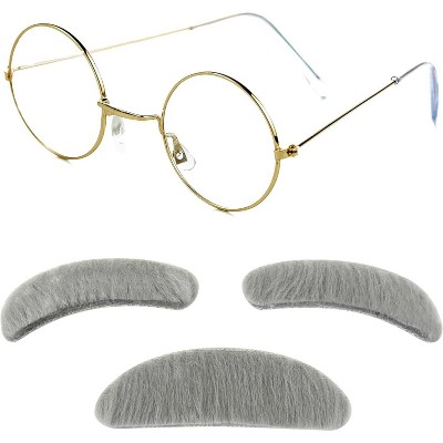 4E's Novelty Old Man Costume for Boys - Stick on Mustache, Eyebrows and Glasses - 100 Day of School Old Man Costume, Grandpa Costume Accessory Kit