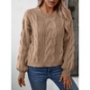 Women's Twist Cable Pullover Sweater Shirt Long Sleeve Fall Casual Crew Neck Loose Fit Knit Top Long Sleeve - 2 of 4