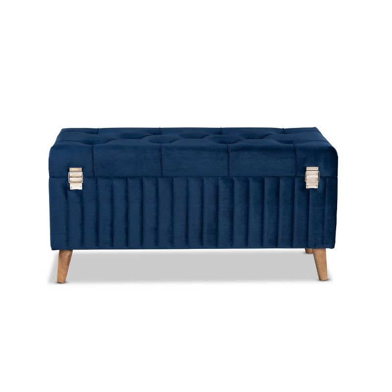 Hanley Velvet Fabric Upholstered and Wood Storage Ottoman - Baxton Studio, 6 of 11