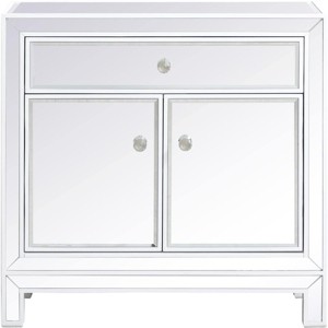 Elegant Lighting 29 inch mirrored cabinet in white - 1 of 4