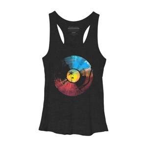 Women's Design By Humans Palm Tree Tropical Sounds Vinyl By clingcling Racerback Tank Top - 1 of 2