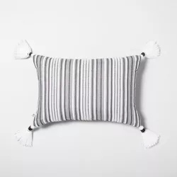 14" x 20" Yarn-Dye Stripes Throw Pillow Jet Gray/Black - Hearth & Hand™ with Magnolia