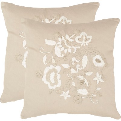 April Pillow (Set of 2) - Beige - 18" X 18" - Safavieh
