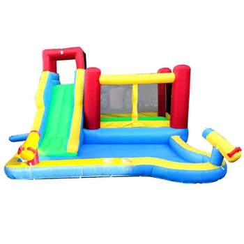 Pogo Bounce House Backyard Kids Home Water Park Inflatable Water Slide with Splash Pool