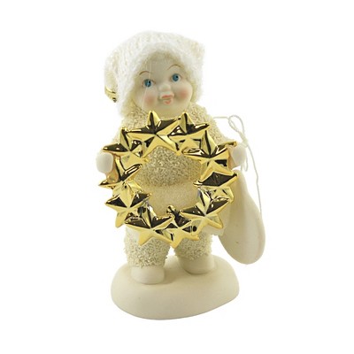 Dept 56 Snowbabies 4.25" I Made This Just For You Gold Star Wreath  -  Decorative Figurines