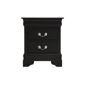 Vynxaria Traditional Black Nightstand, 24"H x 21"W x 16", 2 Drawers, Durable Materials, Decor-Friendly Finish - 1 of 4