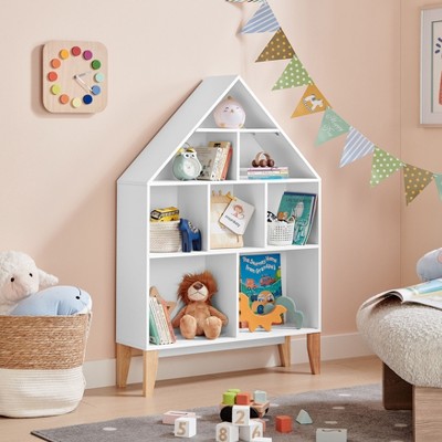 Steiner White Dollhouse 8-Compartment Kids Bookshelf with Beech Legs