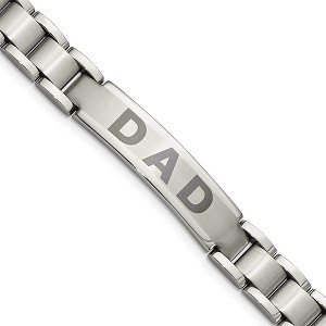 Black Bow Jewelry Men's Stainless Steel DAD I.D. Bracelet, 8.75 Inch - 1 of 4