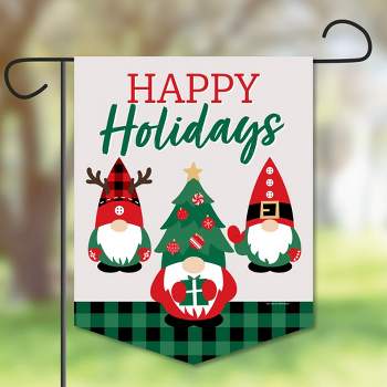 Big Dot of Happiness Red and Green Holiday Gnomes - Outdoor Home Decorations - Double-Sided Christmas Party Garden Flag - 12 x 15.25 inches