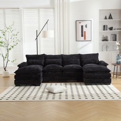 U-shaped Sectional Couch,High Quality Sponge Filling,Solid Wood Frame, Oversized Four-Seater Sofa-Maison Boucle