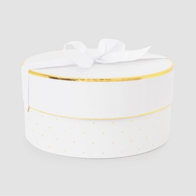 White and Gold Swiss Dot Large Round Box - Sugar Paper™