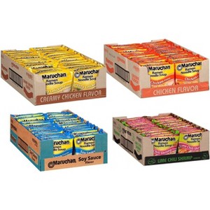 Maruchan Ramen Instant Soup Noodles Mix Variety 4 Flavor Packs 96 Count - 24 Roast Chicken, 24 Chicken, 24 Beef, 24 Roast Beef Pack - 1 of 1