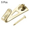 Unique Bargains Photo Frame Hanging Hooks Kit with Nails for Wall Mounting Brassy 1.26" x 0.51" 5 Pcs - image 3 of 3