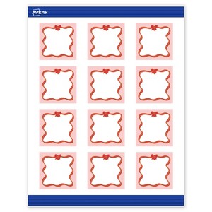 Avery Square Cards, 2" x 2", Gold-Pink Bow, Matte, 120ct - 1 of 4