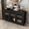 FUFU&GAGA Black Modern Storage Cabinet: Drawers & Glass Doors for Organized - 3 of 4