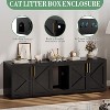 55in Wide Cat Litter Box Enclosure for 2 Cats, Modern Wooden Hidden Double Litter Box Enclosure Furniture with Soft Cushion for Cat Washroom - 4 of 4