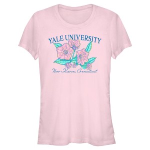 Juniors Womens Yale University Floral School Logo T Shirt - 1 of 4