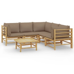 vidaXL Garden Lounge Set Taupe Bamboo, Polyester Standard Modular - 1 of 4