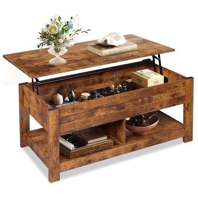 Coffee Table, 47" Lift Top Coffee Table with Hidden Compartment and 2 Storage Shelves for Living Room